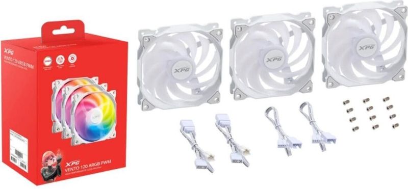 Adata - Vento 120 - PC Ventilator - Wit - 120mm - 3 Pack