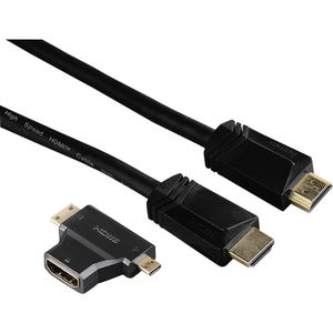Hama HDMI (Type A) - HDMI (Type A) mini HDMI (Type C) micro HDMI (Type D) (1.50 m, HDMI), Videokabel