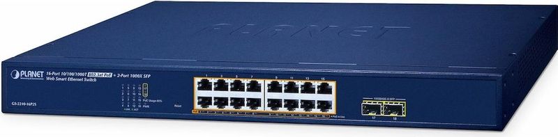 Planet - Switch Websmart - Netwerkschakelaar - 16 Poorten - Giga PoE - 240W