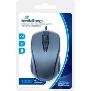 MediaRange Muis USB Optisch Zwart/Grijs/Mros201 (Bedraad), Muis, Zwart