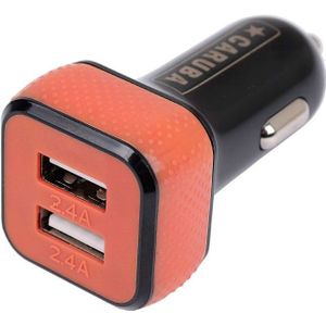 Caruba Duo USB Autolader 4,8 Ampère Zwart/Rood, Auto-adapter