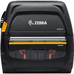 Zebra ZQ521, BT, WLAN, 8 dots/mm (203dpi), RFID, incl. oplaadbare batterij (203 dpi), Labelprinter, Zwart