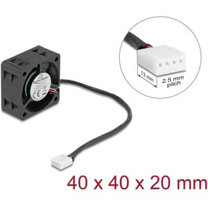 Delock Axiallüfter 24 V DC, 40 x 40 x 20 mm schwarz (40 mm, 1 x), PC ventilator, Zwart