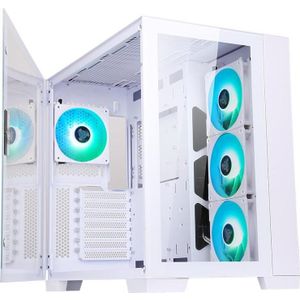 Itek Boitier Moyen Tour ATX Dark Cave RGB met vitrage (Blanc) (mATX, Mini-ITX, ATX), PC-behuizing, Wit