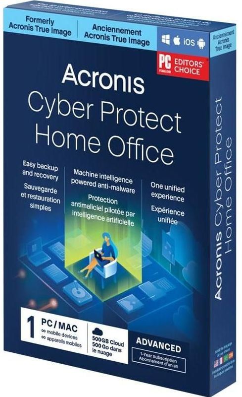 Acronis Cyber Protect Home Office Advanced - Abonnementslicentie (1 jaar) - 1 computer, 500 GB cloud voor Windows & Android
