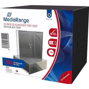 MediaRange CD Slimcase 1Disc Zwart 25 R Lege Hoesjes Capaciteit EMPTY, Optische media-accessoires