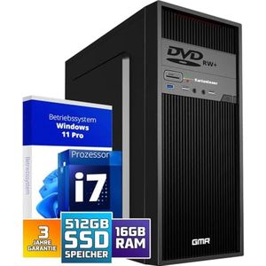 GMR Ultra Max i7 Office PC mit 16 GB RAM, 512 GB SSD, DVD±RW, USB 3, Windows 11 Pro, WiFi, Bluetooth (512 GB, 16 GB), PC