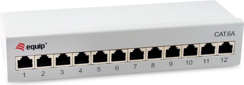 Equip - Patchpaneel - Grijs - 12 Poorten x Cat.6A RJ45 - Afgeschermd - Klasse EA