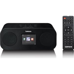 Lenco Internetradio Stereo DIR-121BK zwart, DAB, FM, BT (Internet radio, DAB+, FM, Bluetooth, WiFi), Radio, Zwart
