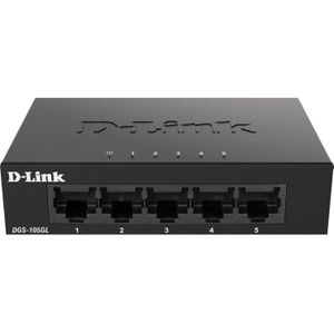 D-Link DGS-105GL/E (5 ports), Netwerkschakelaar, Zwart