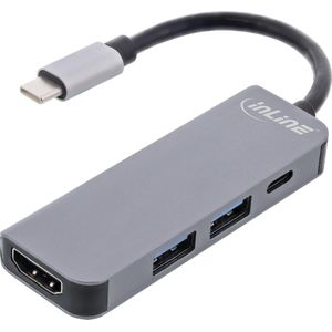 InLine 33271H (USB C), Docking station + USB-hub, Zwart