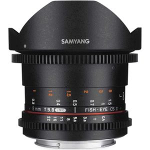 Samyang 8mm T3.8 CSII VDSLR II Sony E-Mount (Sony E, APS-C / DX), Objectief, Zwart