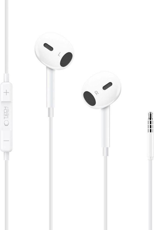 Tech-Protect Ultraboost Core G2 Mini-Jack-Kopfhörer, Weiss (Bedraad), Koptelefoon, Wit