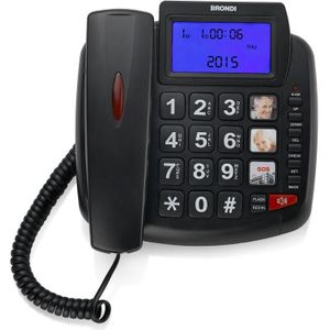 Brondi Telefono Fisso Bravo 90 LCD Nero Audio Boost/Vivavoce/Lista Chiamate, Telefoon, Zwart