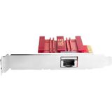 ASUS XG-C100C - Achterwaarts compatibele 10GBase-T PCIe-netwerkadapter met 5/2.5/1G- en 100Mbps standaarden, één RJ45-poort en geïntegreerde QoS Red/Silver