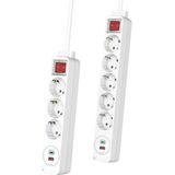 Stekkerdoos - 5 Geaarde Stopcontacten - 2 USB Uitgangen - Plat Ontwerp