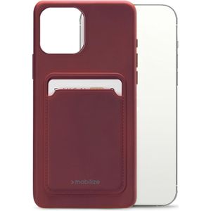 Mobilize Rubber Gelly Kaart Omslag (iPhone 13 Pro Max, iPhone 12 Pro Max), Smartphonehoes, Rood