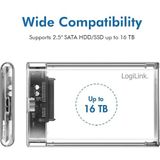 LogiLink - Harde Schijf Behuizing - Transparant - USB 3.0 - Voor 2,5" HDD/SSD