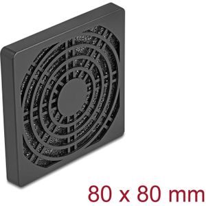 Delock Lüftergitter mit Staubfilter 80 x 80 mm schwarz, PC ventilator accessoires, Zwart