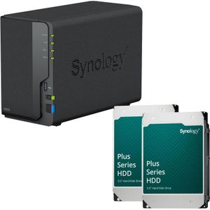 Synology DiskStation DS223 2-bay NAS server lege behuizing + 2x Plus 3,5"" SATA 6Gb/... (2 x 8 TB), Netwerkopslag