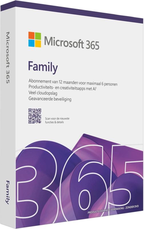 Microsoft 365 Familie - Abonnement - Voor iOS Android Windows Mac OS - 1 Jaar - Tot 6 Gebruikers