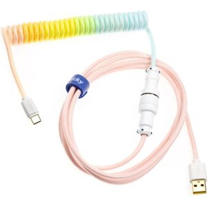 Ducky Premicord Cotton Candy opgerolde kabel, USB type C naar type A - 1,8 m (1.80 m, USB 2.0), USB-kabel