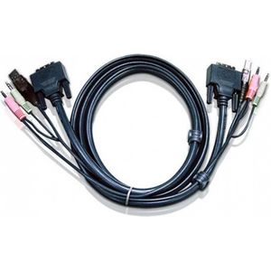 Aten 2L-7D03UD: USB-DVI Dubbele KVM Kabel 3M, KVM schakelaar kabel