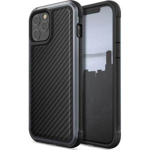 Puro X-Doria Raptic Lux - Aluminium Behuizing voor iPhone 12 Pro Max (Valtest 3m) (Zwart Koolstofvezel) (iPhone 12 Pro Max), Smartphonehoes, Zwart