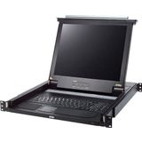 Aten CL1000M FR Single Rail 17" LCD console, 19" 1U, FR layout (PS/2-USB, VGA), KVM schakelaars, Zwart