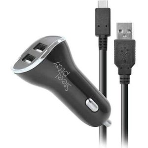 Steelplay Nintendo Switch Autolader X2 USB Poorten, Auto-adapter, Zwart, Zilver