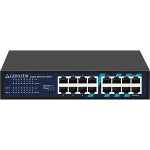 Lanview - LVN-1U-16PORT-1G - Netwerkschakelaar - 16 Poorten - Gigabit