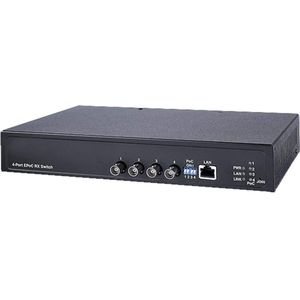 Wantec 2wIP E Adapter PoE BNC Schakelzijde/Zender 4-poort (4 ports), Netwerkschakelaar, Zwart