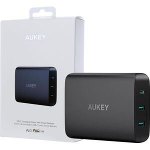 Aukey PA-Y12 oplaadstation (60 W, AiPower, Stroomvoorziening), USB-lader, Zwart