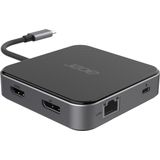 Acer HP.DSCAB.013 (USB C), Docking station + USB-hub, Zwart