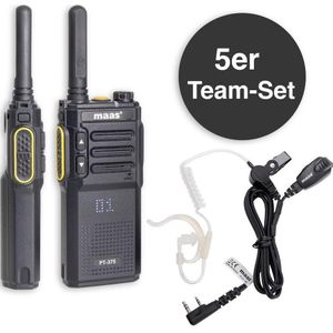 Maas - PT-375 - PMR-Handfunkgerät - Zwart - 5-delige Teamset in Koffer