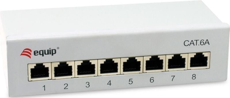 Equip - 326521 - Patchpaneel - Lichtgrijs - Staal - 8 Poorten x Cat.6A RJ45
