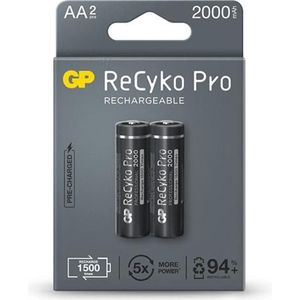GP Batteries Baterija Gp 2 x akumuliatoriai aa/r6 gp recyko pro ni-mh 2000mah 210aahcb-5eb2 (2 Pcs., AA, 2000 mAh, Batterij), Acculader