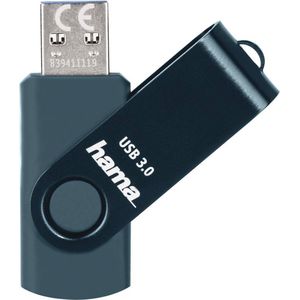 Hama USB-stick Draaien (128 GB, USB A, USB 3.0), USB-stick, Blauw