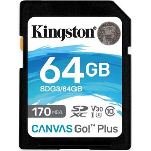 Kingston Canvas Go! Plus (64 GB, SDXC, U3, UHS-I), Geheugenkaart, Zwart