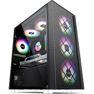 Pccooler Platina MM200 MESH Zwart met 4 (ATX, mATX), PC-behuizing, Zwart