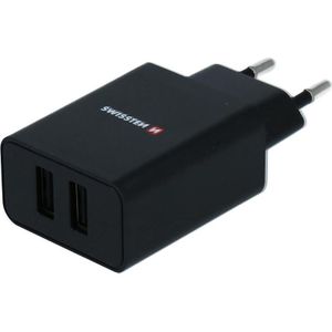 Swissten oplader 2x USB-A 2.1 A (22052000) (10.50 W), USB-lader, Zwart
