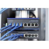 DIGITUS - Netwerkschakelaar - Fast Ethernet - 8 Poorten - DIN-Rail Montage - Zwart/Blauw