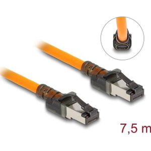 Delock RJ45 netwerkkabel met USB Type-C™ poortzoekerfunctie Zelftracerende Cat.6A S/FTP 7,5 m oranje (S/FTP, CAT6a, 7.50 m), Netwerkkabel