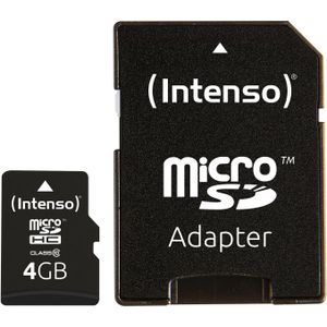 Intenso microSD Class 10 (4 GB, microSDHC, U1), Geheugenkaart, Zwart