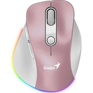 Genius - Ergo 9000S Pro - Draadloze Muis - Roze - 2400 DPI - 2,4 GHz USB-A Dongle - Bluetooth - 500 mAh