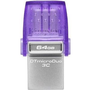 Kingston "Data Traveler MicroDuo 3C G3" 64 GB USB-A (64 GB, USB-A, USB-C), USB-stick, Paars, Grijs