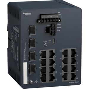Schneider Electric MCSESM203F4LG0 (20 ports), Netwerkschakelaar, Grijs