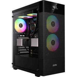 Gamdias Boitier Moyen Tour ATX Aura GC5 Elite RGB avec panneau vitré (Noir) (ATX), PC-behuizing, Zwart