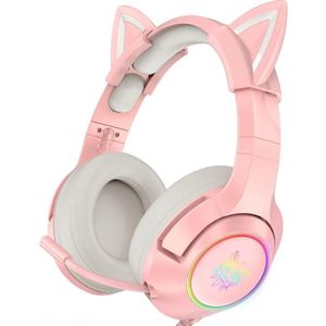 Onikuma K9 RGB Gaming koptelefoon Roze (Bedraad), Gaming headset, Roze