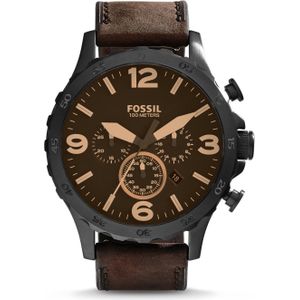 Fossil, Horloge, Nate, Bruin, (Chronograaf, Analoog horloge, 50 mm)